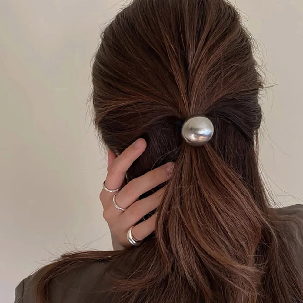 Elegant Trendy Hair Rope Scrunchie Women Metal Ball Decor Elastic Rubber  Bands Hair Accessories Ponytail Holder|Women's Hair Accessories| -  AliExpress
