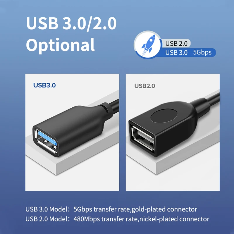 CABLETIME USB 연장 케이블 USB 3.0 to USB M/F 케이블 TV 용 5Gbps 스마트 PS4 X 박스 SSD USB 익스텐더 데이터 코드 C267