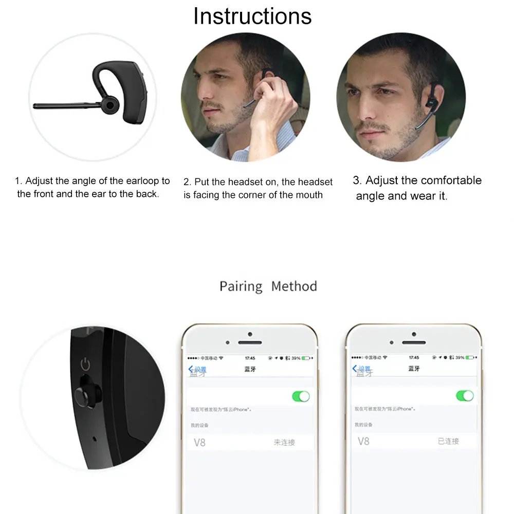 Автомобильные портативные наушники, беспроводная гарнитура Bluetooth, стерео наушники, спортивные наушники, Универсальная гарнитура без рук