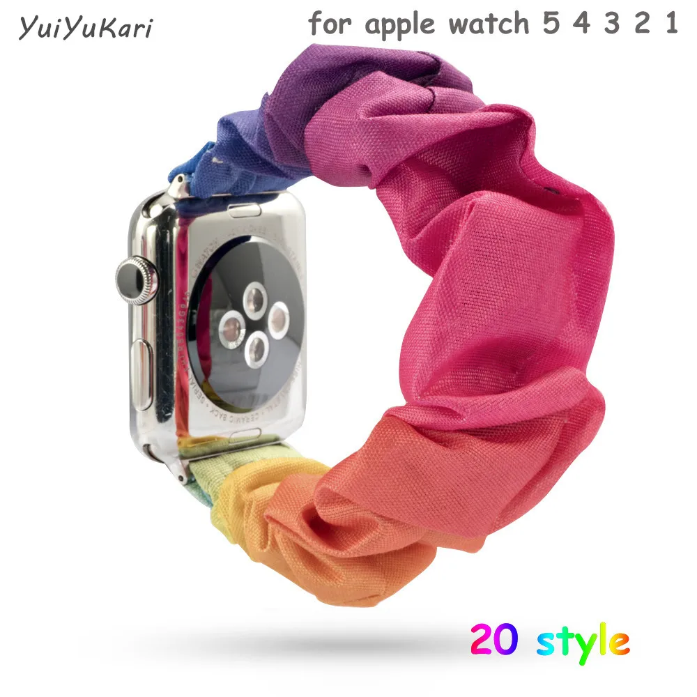 

New Fashion Ladies Strap Apple Watch 44MM 40MM Strap 42MM 38 MM Trendy Fabric Elastic Strap for Apple Watch band 5/4