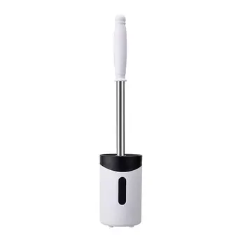 

Stainless Steel Long Handle Wall Mounted Non Perforated Hotel Toilet Brush Corner Office With Base Bathroom Home Soft Bristles