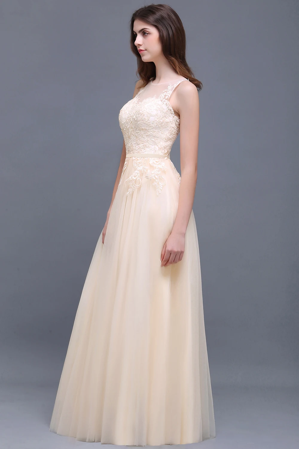 Robe de soiree бордовое Тюлевое длинное вечернее платье элегантное ТРАПЕЦИЕВИДНОЕ торжественное платье кружевное вечернее платье без рукавов с аппликацией