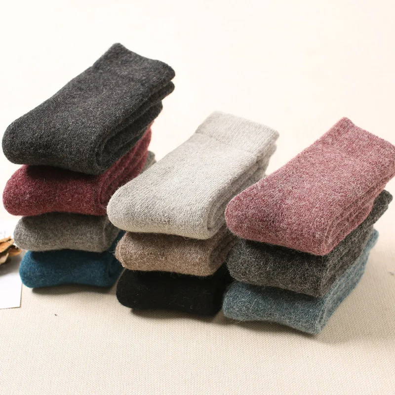 

Autumn Winter Cotton Super Thicker Women's Socks Solid Color Merino Wool Rabbit Socks Warm Sweat Women Socks High Quality Socks