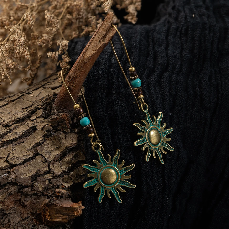 Vintage Ethnic Long Metal Leaf Big Drop Earrings for Women 2019 Bohemian Geometric Tassel Fringe Stones Women's Earring Jewelry (2)