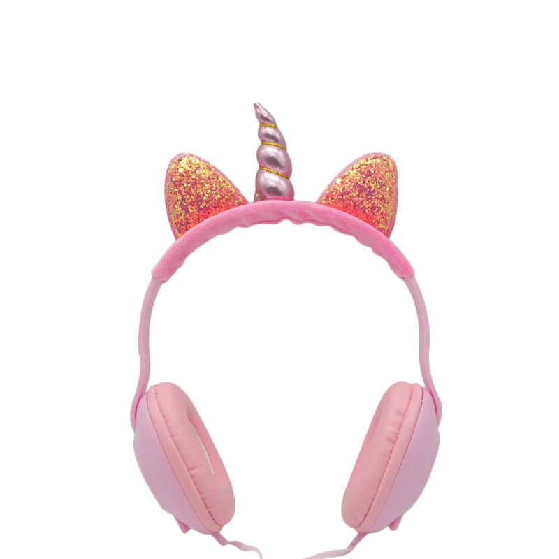 JINSERTA Kids Headphones Unicorns Wired Music Headset with 3.5mm Plug Soft Earmuffs for Smartphone PC Best Gift for Children - Цвет: Orange