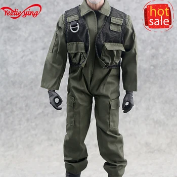 

1/6 Scale Military Clothing Accessories F14/F15 Soldier Army Green Uniform Pilot Overalls Jumpsuit pilot figure Fit 12" Head