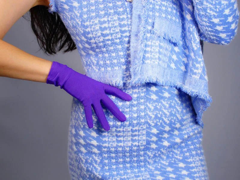 purple Уникальные Синие Свадебные перчатки короткие с отделкой из спандекса желтые Свадебные аксессуары женские наручные длинные красные свадебные перчатки ST311 - Цвет: purple