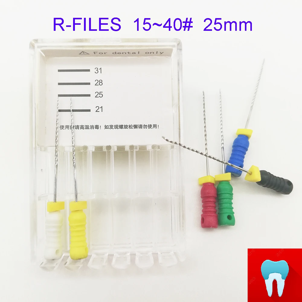 6 шт. 15~ 40#25 мм зубные ПроТейпер файлы корневого канала стоматолога материалы Стоматологические инструменты ручного использования из нержавеющей стали R файлы