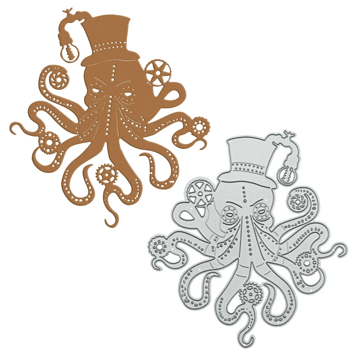 Mechanical Octopus with Hat Cutting Dies Scrapbooking DIY Clipart Decorating Paper Art Cutter Die Mold Steampunk Metal Stencil | Дом и сад