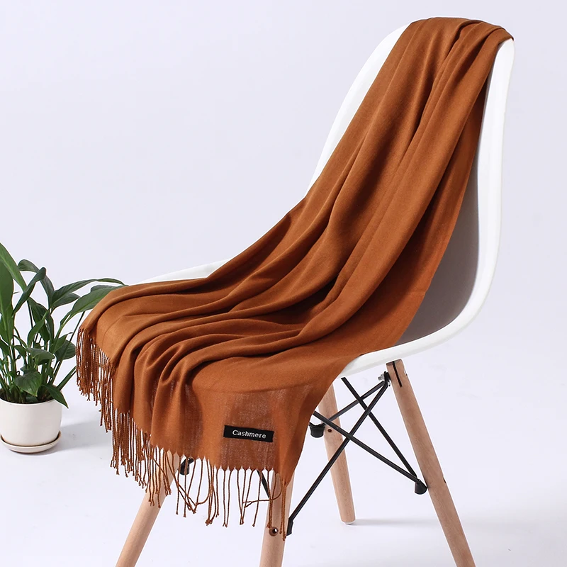 Fashion Solid Cashmere Tassel Scarf Women Hijab Muslim Headband Lady Shawls Pashmina Hijabs Scarves Wraps Turban Muffler Echarpe