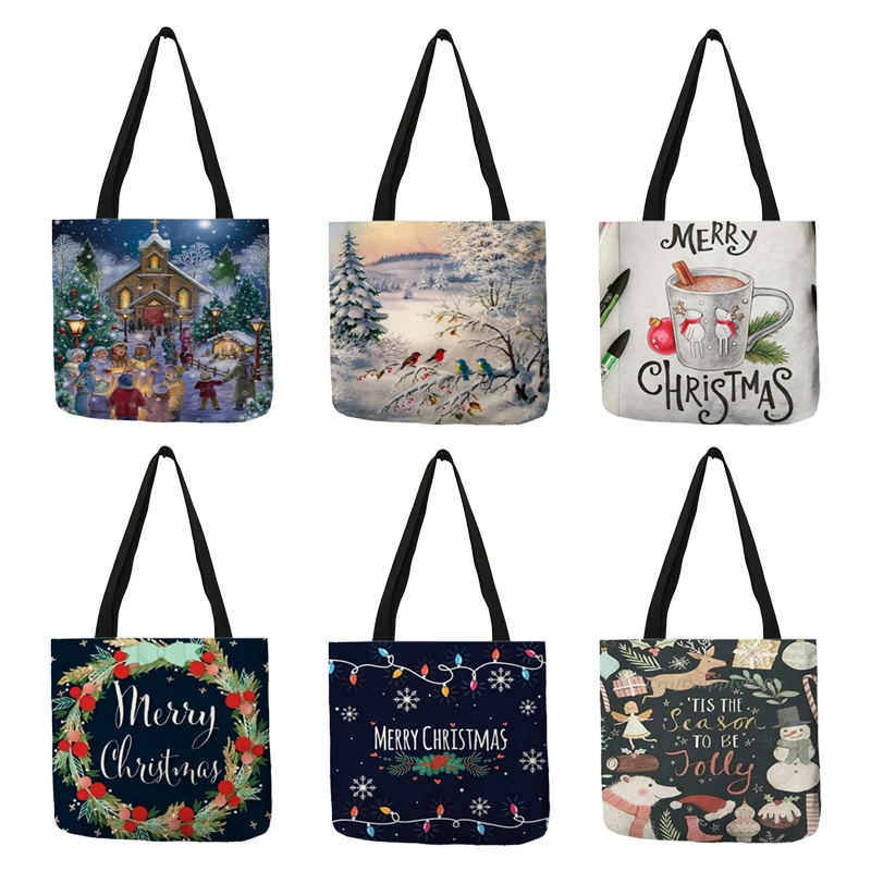 

2020 Winter Womens Designer Tote Bags Sac A Main Christmas Printing Shopping Handbag Reusable Shoulder Bag Travel Totes