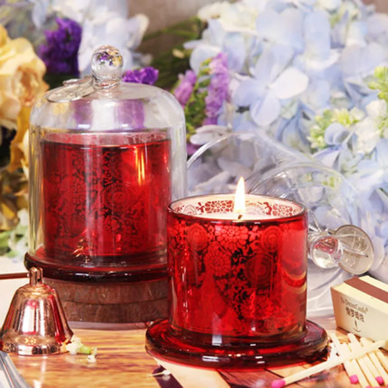 Beautiful Small Candles Romantic Glass Candles Jar Wax Unicorn Candles Velas Aromaticas Wedding Decoration QLB018 - Цвет: Red Rose