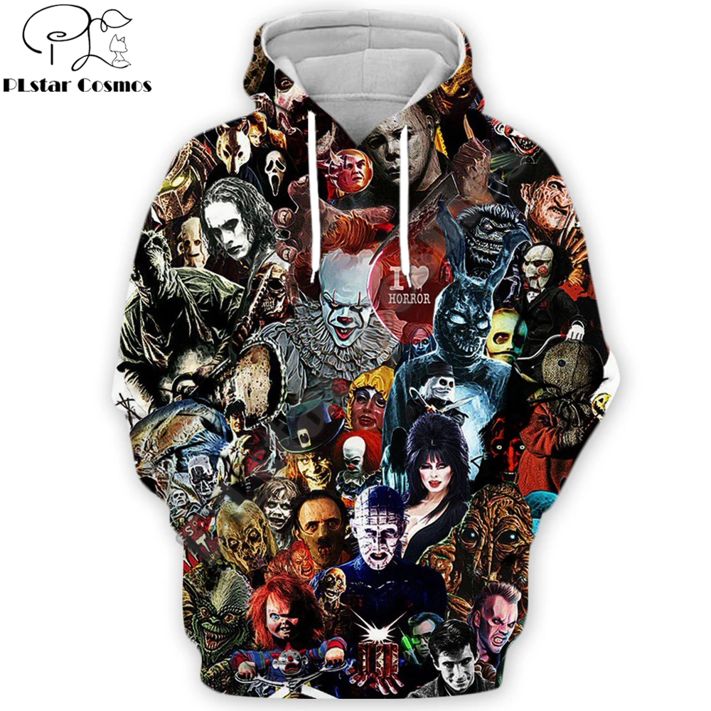 

2019 Movie IT Pennywise Hoodies Stephen King 90s Horror Movie Printed men's Sweatshirt cosplay Men Women Streetwear zip hoodie