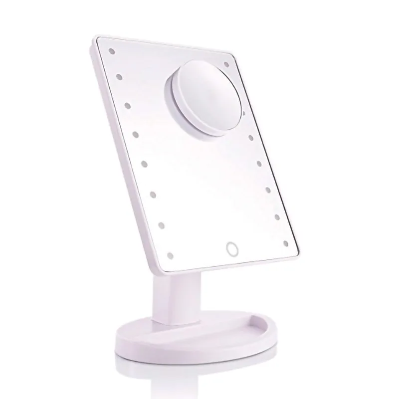 

New Style LED Desktop Touch Screen Makeup Mirror with 10 Times Amplifier Sucker Small round Mirror Brightness Adjustable Manufac