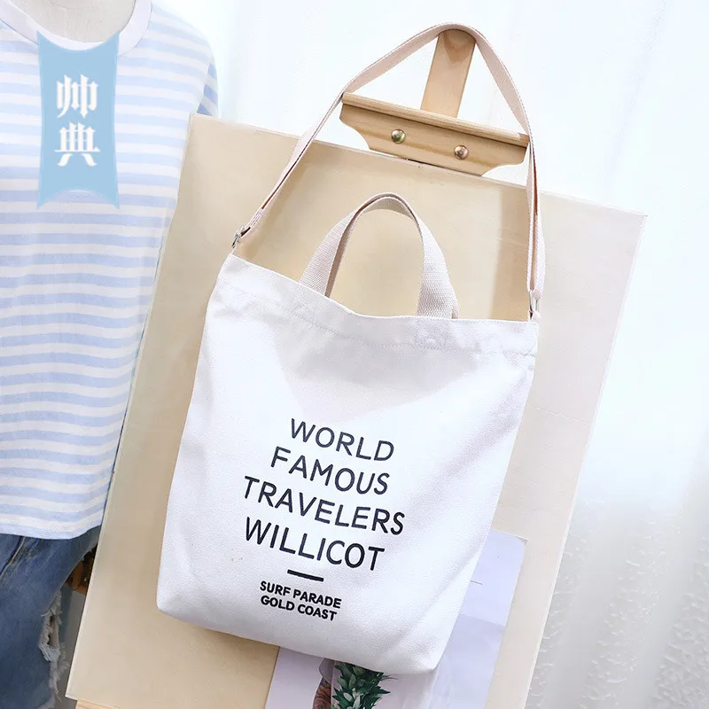 Одноплечевая сумка через плечо, экологически чистая Холщовая Сумка, простые большого объема, мягкая Повседневная сумка с напечатанным буквенным принтом, ручная Холщовая Сумка