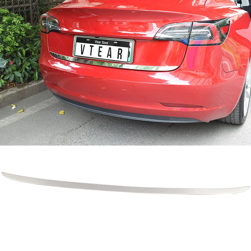 Vtear для Tesla модель 3 отделка задней двери багажника Наружные молдинги аксессуары из нержавеющей стали защита БАГАЖНИКА АВТОМОБИЛЯ