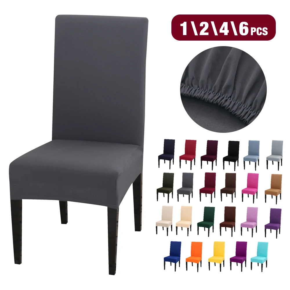 

1/2/4/6Pcs Solid Color Chair Cover Spandex Stretch Elastic Slipcovers Chair Covers For Kitchen Dining Room Wedding Banquet Hotel