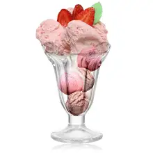 Стеклянная чашка мороженое Десерт кружки высокие ноги питьевой чашки чай фрукты салат кружка прозрачная посуда для напитков инструмент