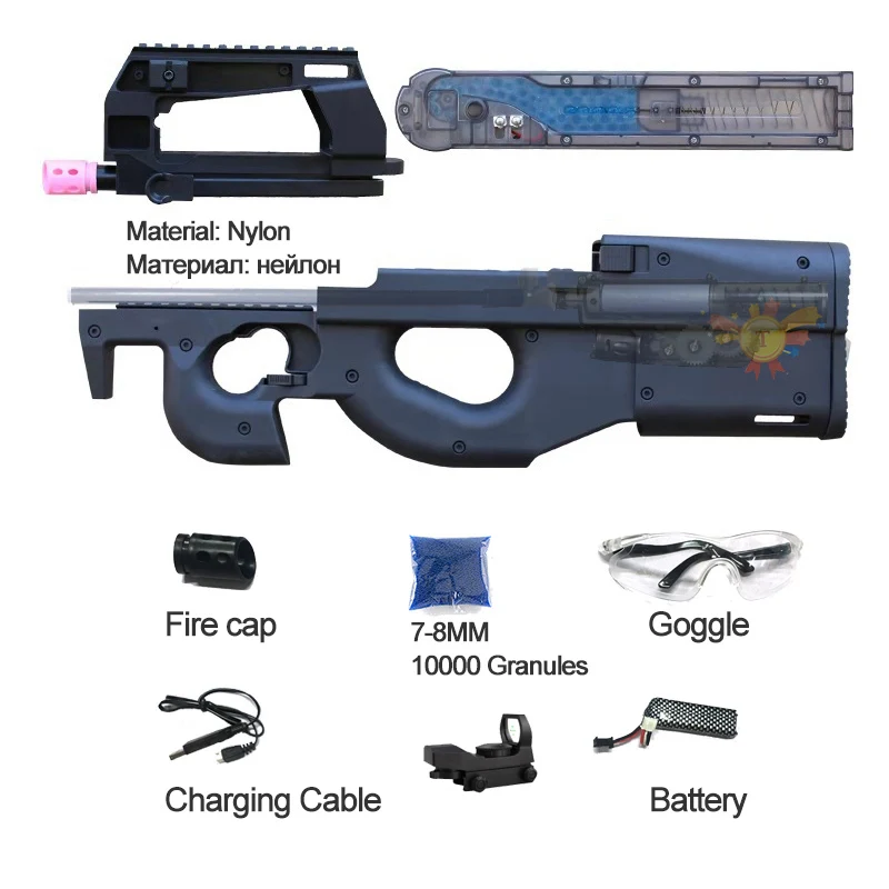 Забавный нейлоновый P90 электронный водный гелевый пистолет для игр на открытом