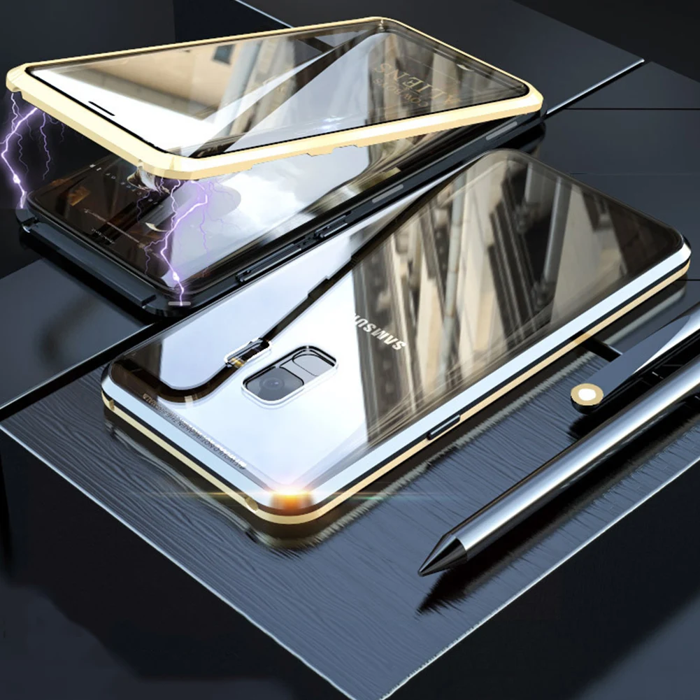 Магнитное закаленное стекло чехол для samsung S10 5G поддержка беспроводной зарядки Capa для iPhone 11 Pro Max двусторонний чехол