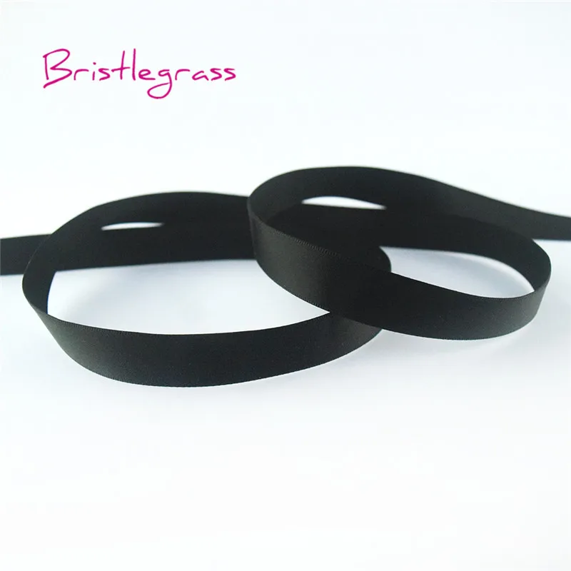 Black BRISTLEGRASS 5 ярдов 6/10/15/20/25/40/50 мм блестящей атласной лентой с бантом и цветочным рисунком, свадебное платье для рождественской вечеринки Подарочная коробка украшения для самодельного изготовления - Цвет: Black