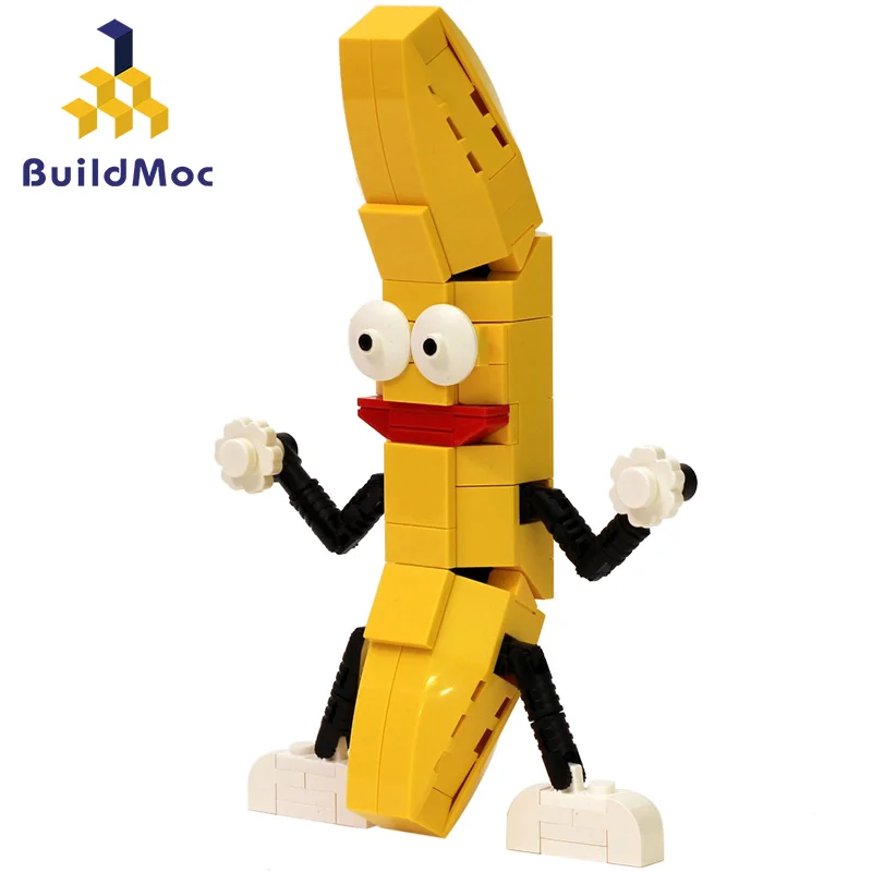 

BuildMOC Dancing Yellow Banana Mini Blocks Funny novelty View fruit Interactive Assemble Toys Brinquedos