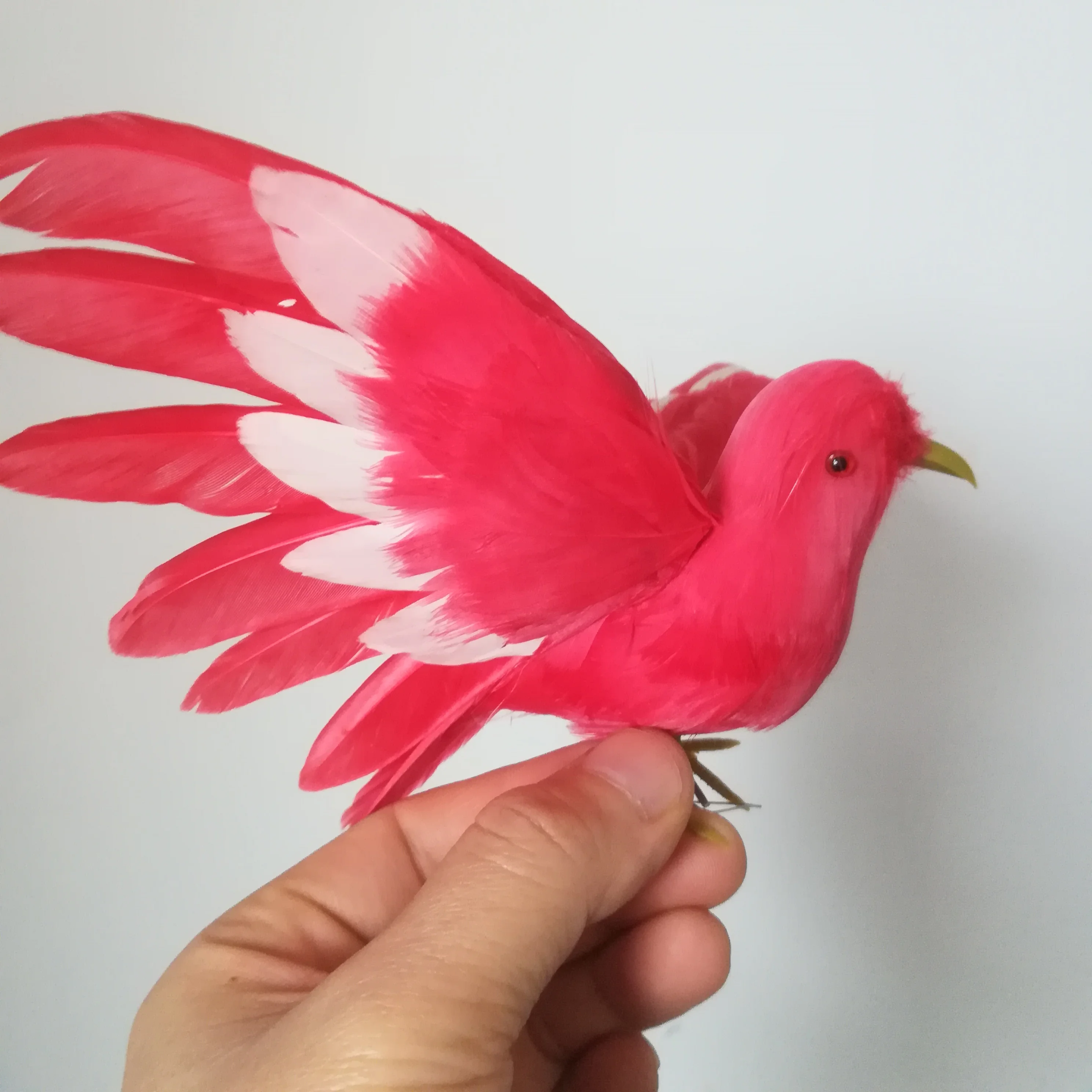 

real life toy bird foam&feathers red bird about 12x16cm spreading wings birds model prop.home garden decoration Xmas gift w0885