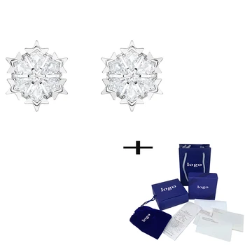 

Classic High Quality New Crystal Magic Snowflake Pierced Earrings Elegant Simple Ladies Jewelry Anniversary Recommended Gift