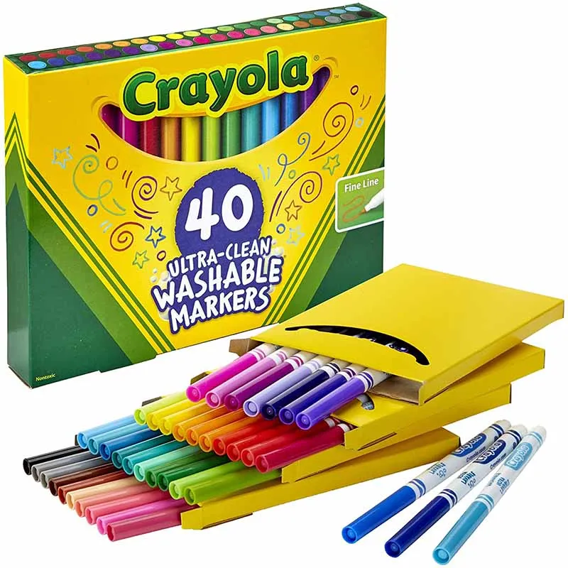 Сверхчистые моющиеся маркеры Crayola набор мелких линий для детей школьные