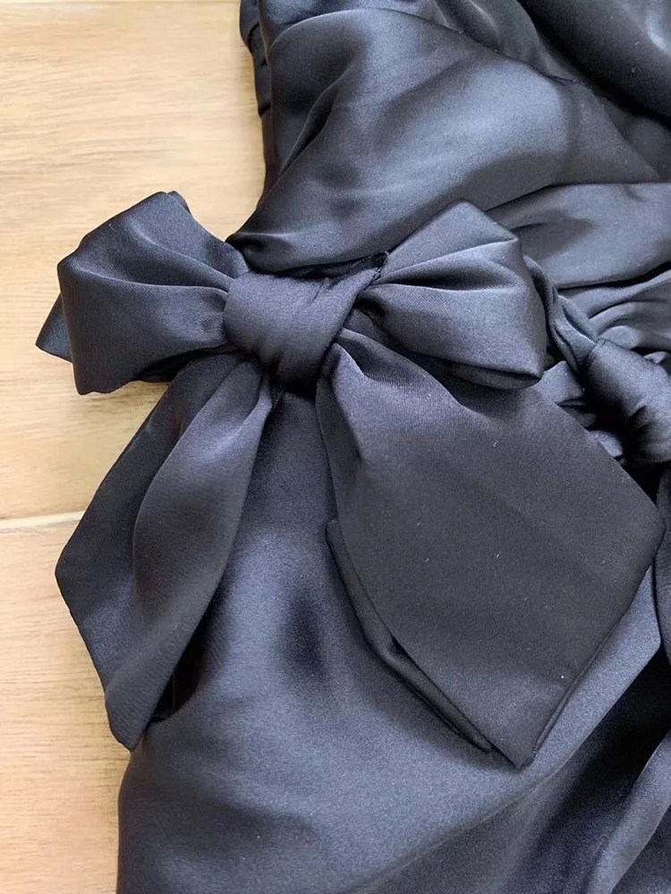 Дизайнерская высококачественная одежда primavera Verao fora do ombro lanterna manga ruched bodycon sexy festa preto arco vestidos femininos
