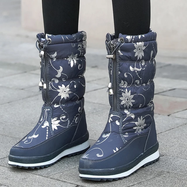 Women snow boots  platform winter boots thick plush waterproof non-slip boots  fashion women winter shoes  warm fur  botas mujer G85-Grey