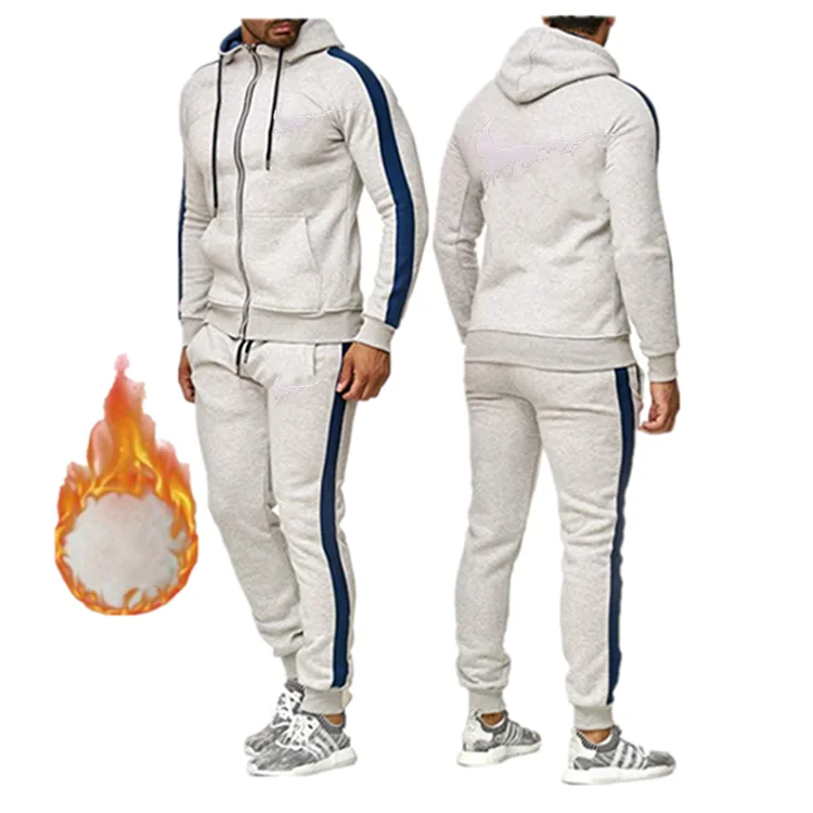 New Tracksuit Men Sporting Fleece Thick Hooded Brand-Clothing Casual Sportswear Male Jacket+Pants Warm Outside Winter Sweatshirt
