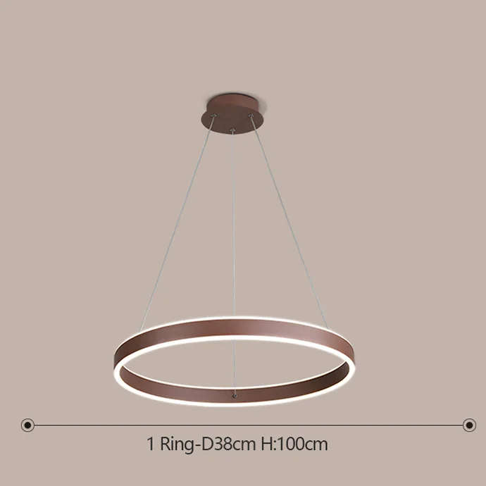 1 Ring 38cm Кофейный современный светодиодный светильник для гостиной, спальни, столовой, подвесной светильник, люстра, освещение для помещений, lampara colgante lustre - Цвет абажура: 1 Ring 38cm