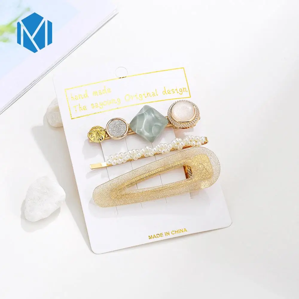 3pcs green white M MISM INS Круглый корейский Кристалл Сплав заколки для волос Макарон цвет заколки BB шпильки Заколки для женщин обувь девочек аксессуары для волос - Цвет: 3pcs green white
