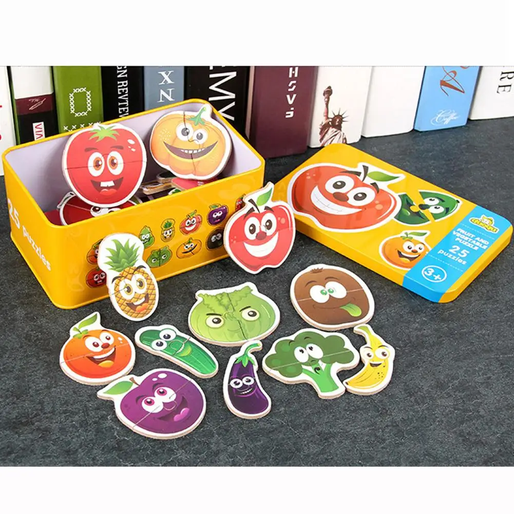 24 вида высококачественных деревянных детей мультфильм животных дорожного движения фрукты головоломки для детей