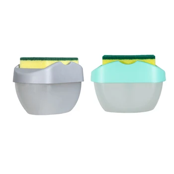 

Brush Detergent Dispenser Push-Type Automatic Box with Scouring Pad