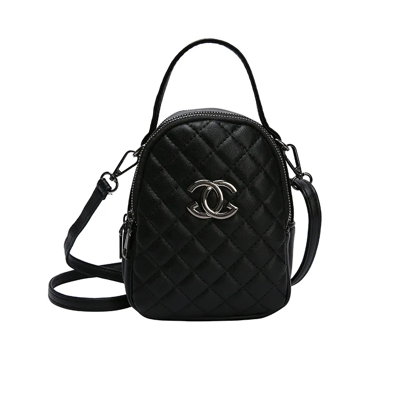 

Bags for Woman 2019 Fall New Embroidered Line Rhombic Shoulder Bag Simple Women's Bag Temperament Shoulder Bag Black Tote Bag