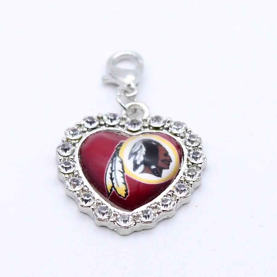 Серебряная подвеска, стразы, талисманы, США, Redskins, талисманы для браслета, ожерелье для женщин, мужчин, фанатов футбола, Paty Fashion