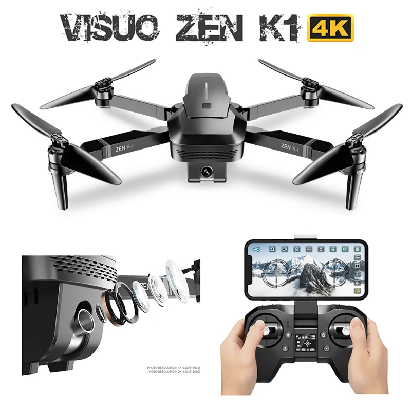 

Visuo ZEN K1 GPS RC Drone with 50 Times Zoom 4K Wide-Angle HD Dual Camera 5G Wifi FPV Brushless Motor Flight Dron VS F11