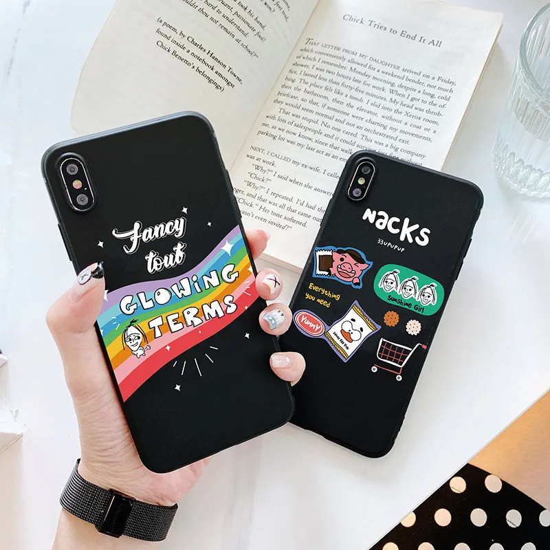 Чехол JAMULAR для iPhone 8/XS MAX/XR/X/7/6/6s Plus с забавным рисунком черный силиконовый чехол