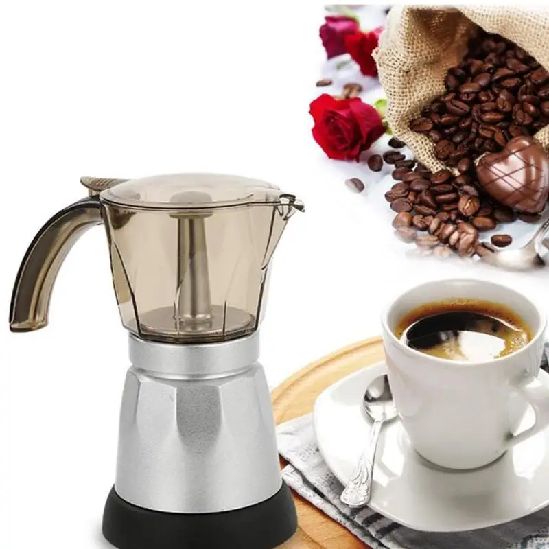 

150/300ml 3 to 6 Cup Electric Italian Top Moka Coffee Pot Percolators Tool Filter Cartridge Aluminium Electrical Espresso Maker