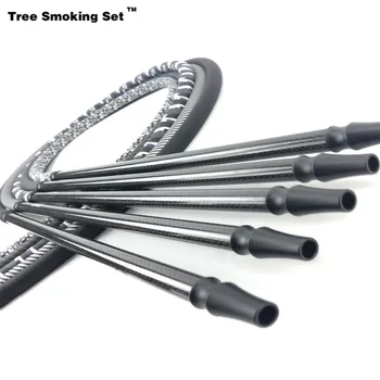 

Carbon Hookah Hose shisha Carbon Fiber Handle Silicone Tube Aluminum Mouth Tips with Spring Narguile Nargile Accessories Gifts