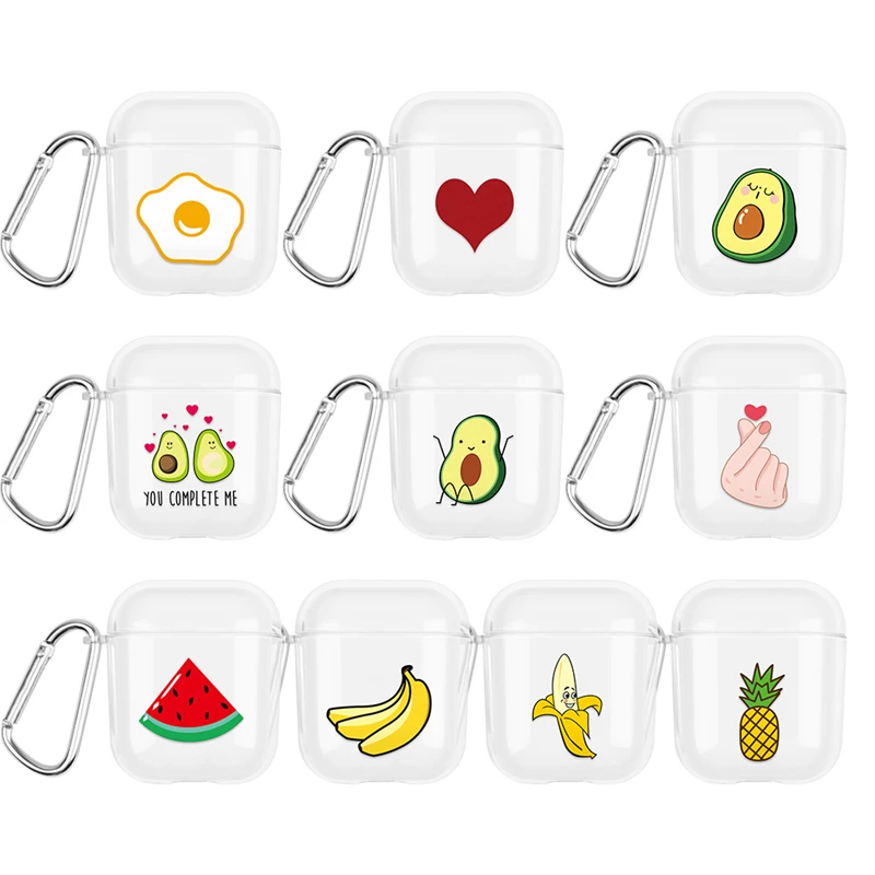 

Transparent Hard PC Case For AirPods 2 1 Cute Cartoon Fruit Pattern Protective Cover Bluetooth Wireless Earphone Case For Airpod