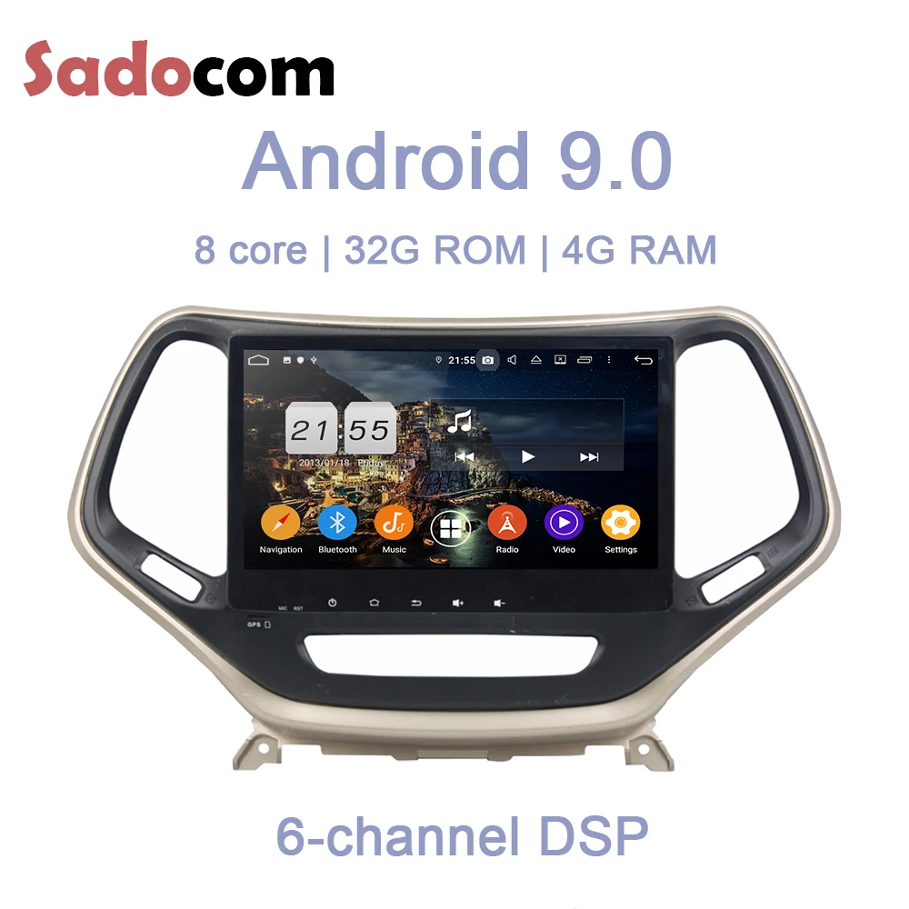 10," DSP Android 9,0 для Jeep Cherokee 4 Гб+ 32 ГБ+ 8core dvd-плеер для автомобиля gps ГЛОНАСС карта RDS радио Wi-Fi Bluetooth 4,0 ТВ