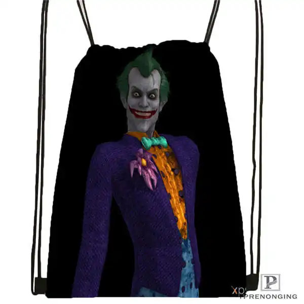 Drawstring Backpack Custom the-joker-batman-arkham походная сумка на шнурке милый рюкзак для детей(черная спинка) 31x40 см#180611-03-113 - Цвет: Drawstring Backpack
