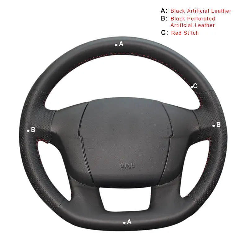 Авто оплетка на руле Крышка для Citroen C4 C4L ручной сшитые DIY автомобильные оплетки крышки интерьер автомобильные аксессуары-Стайлинг - Название цвета: Artificial Leather