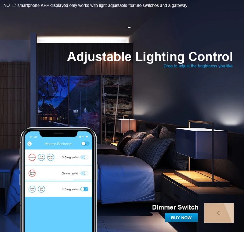 Livolo ZigBee умный wifi адаптивный диммер настенный светильник панель из хрустального