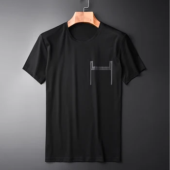 

Short-sleeved New Summer Sets (T-shirts + ) Hight Quality Slim Casual Printed T-shirts 2pices Black Pants M-3XL 4XL