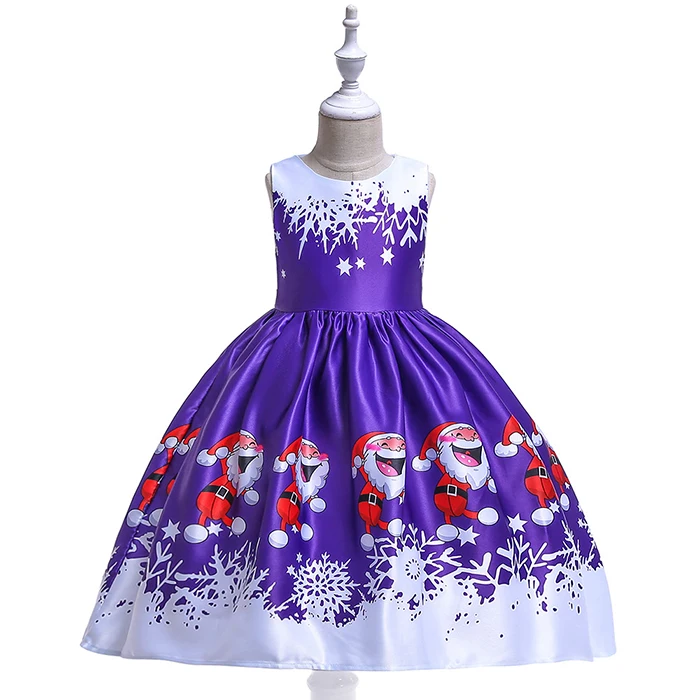 Новогоднее рождественское платье Санта-Клауса для девочек, зимняя Праздничная детская одежда со снеговиком, вечерние костюмы для детей