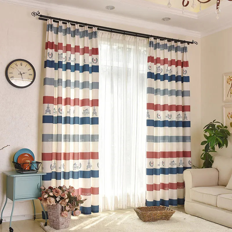 

New Cotton and Hemp Tower, Half Covered with Flowers Curtains for Living Dining Room Bedroom.